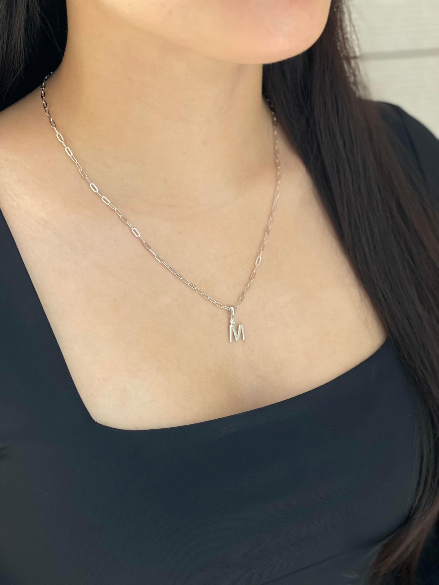 Diamond Letter M Necklace
