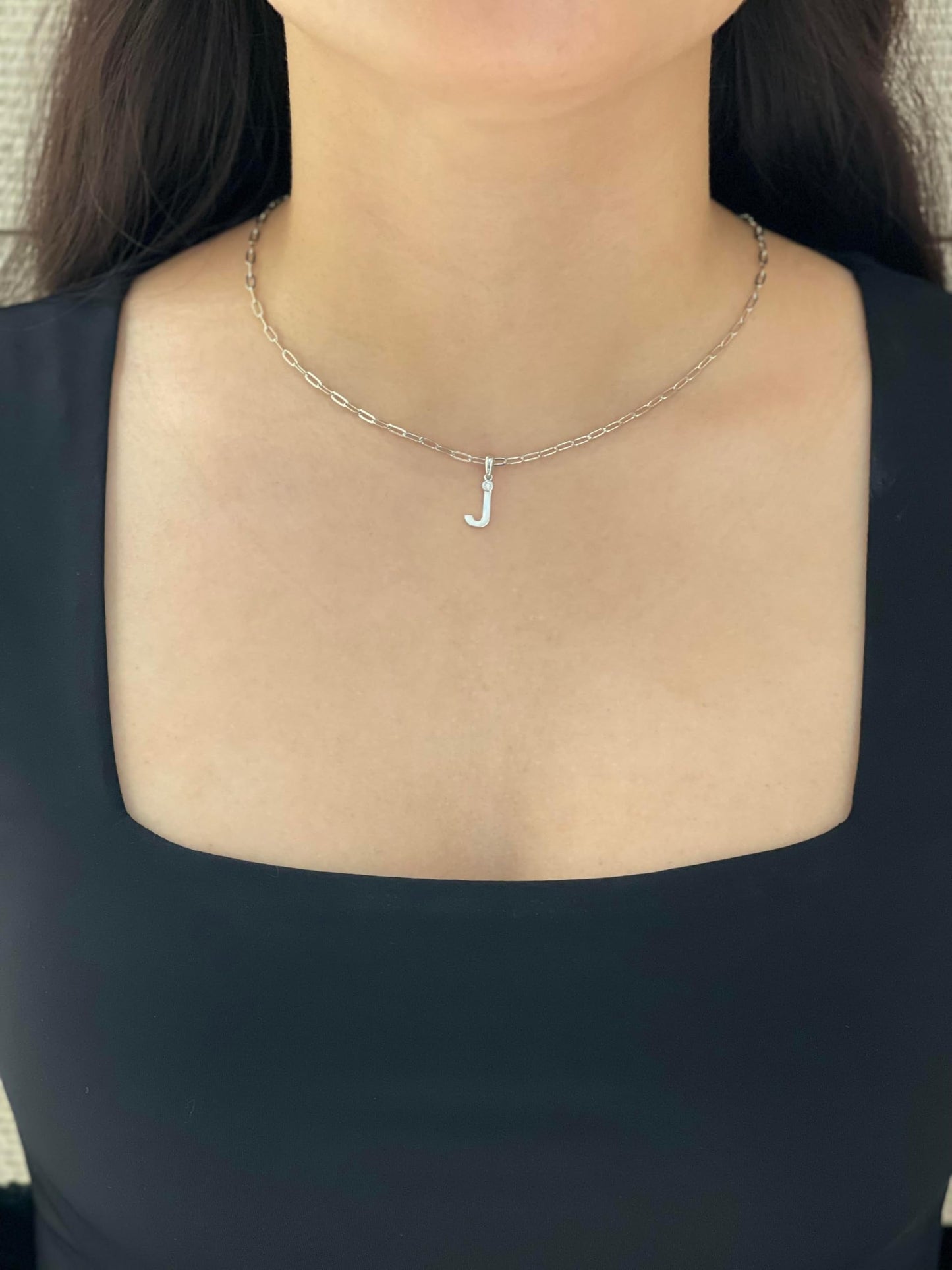 Diamond Letter J Necklace