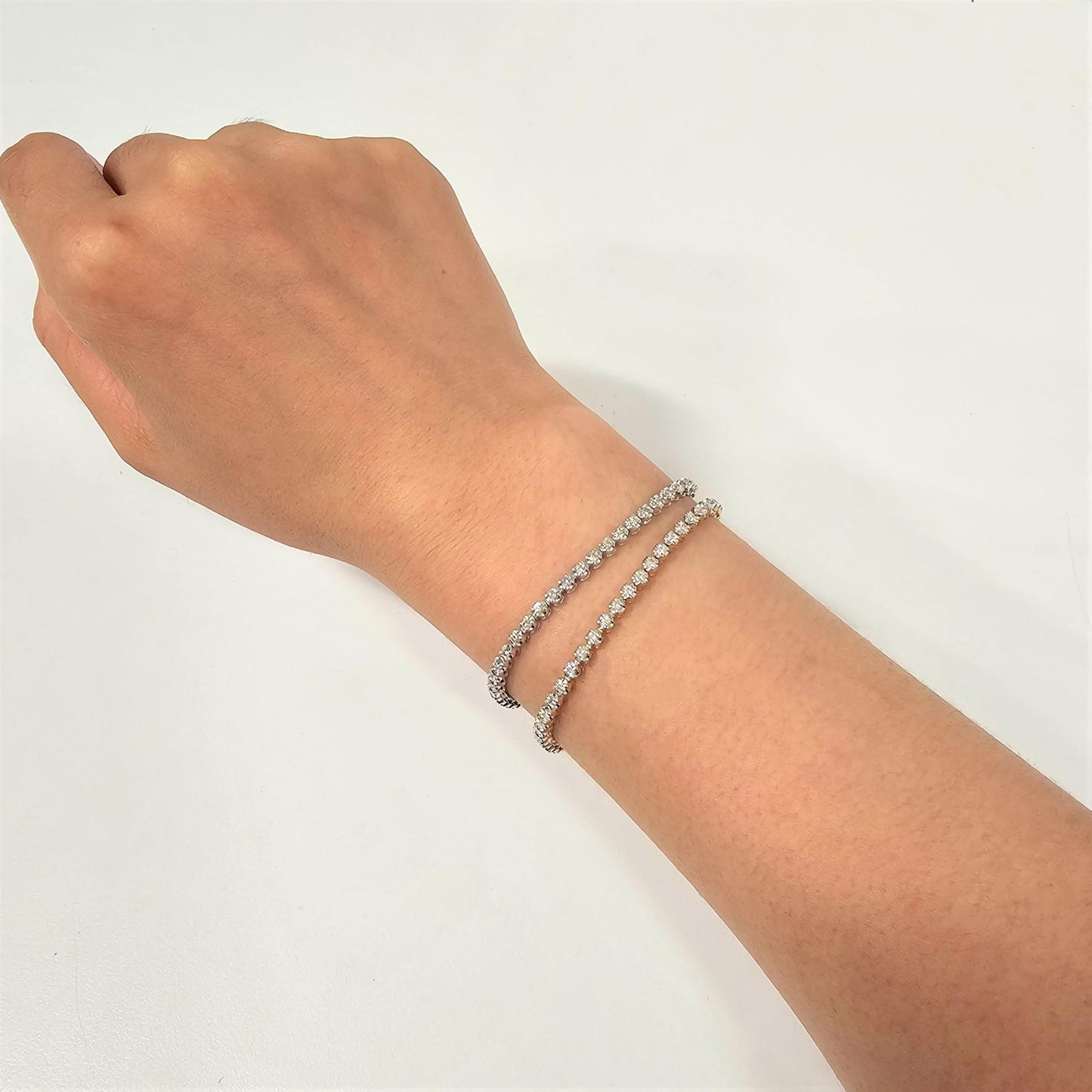 10K Solid Gold 0.76 Cttw Canadian Diamond Half Tennis Bracelet with Chain in Your Choice of Gold Color
