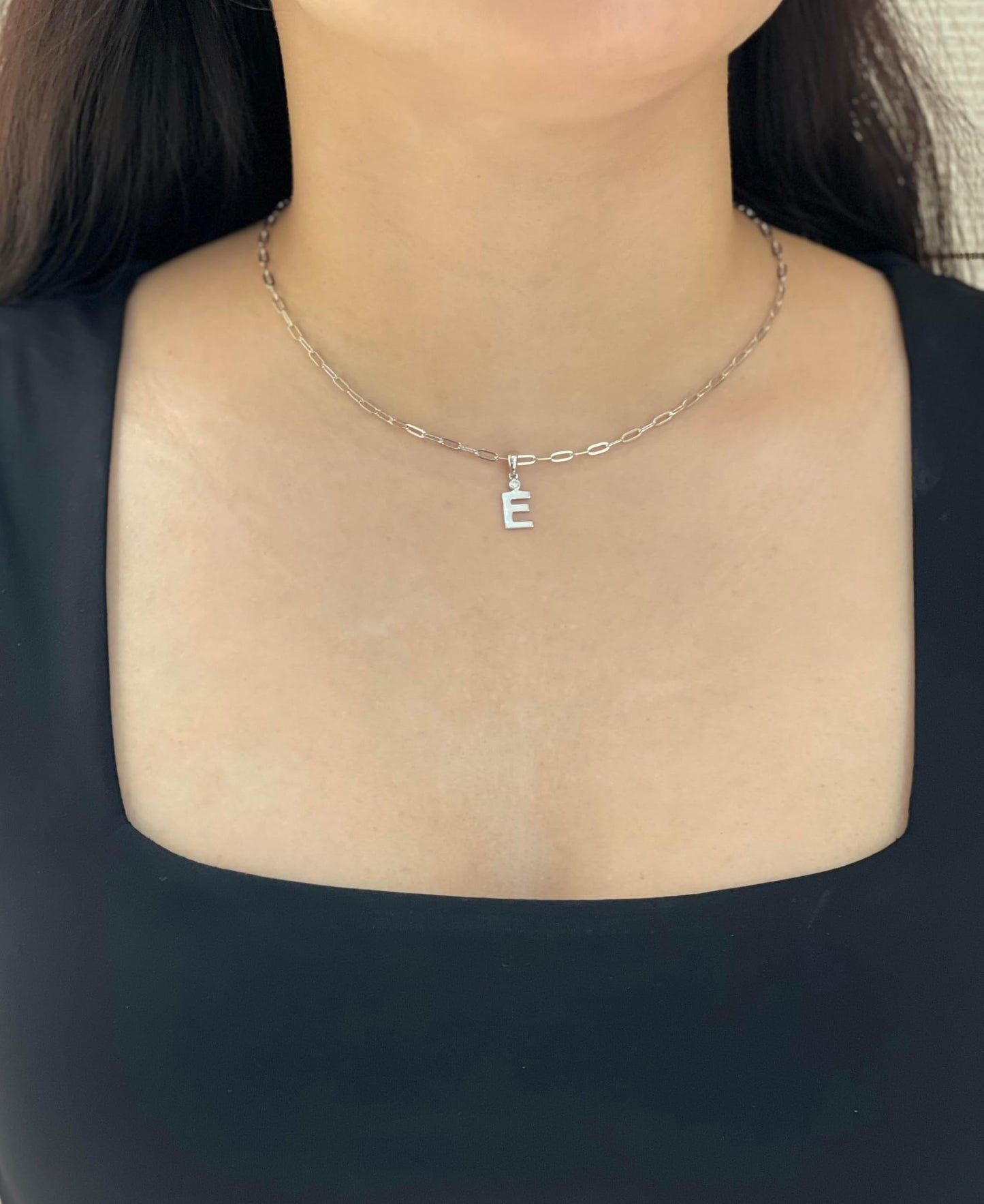 Diamond Letter E Necklace