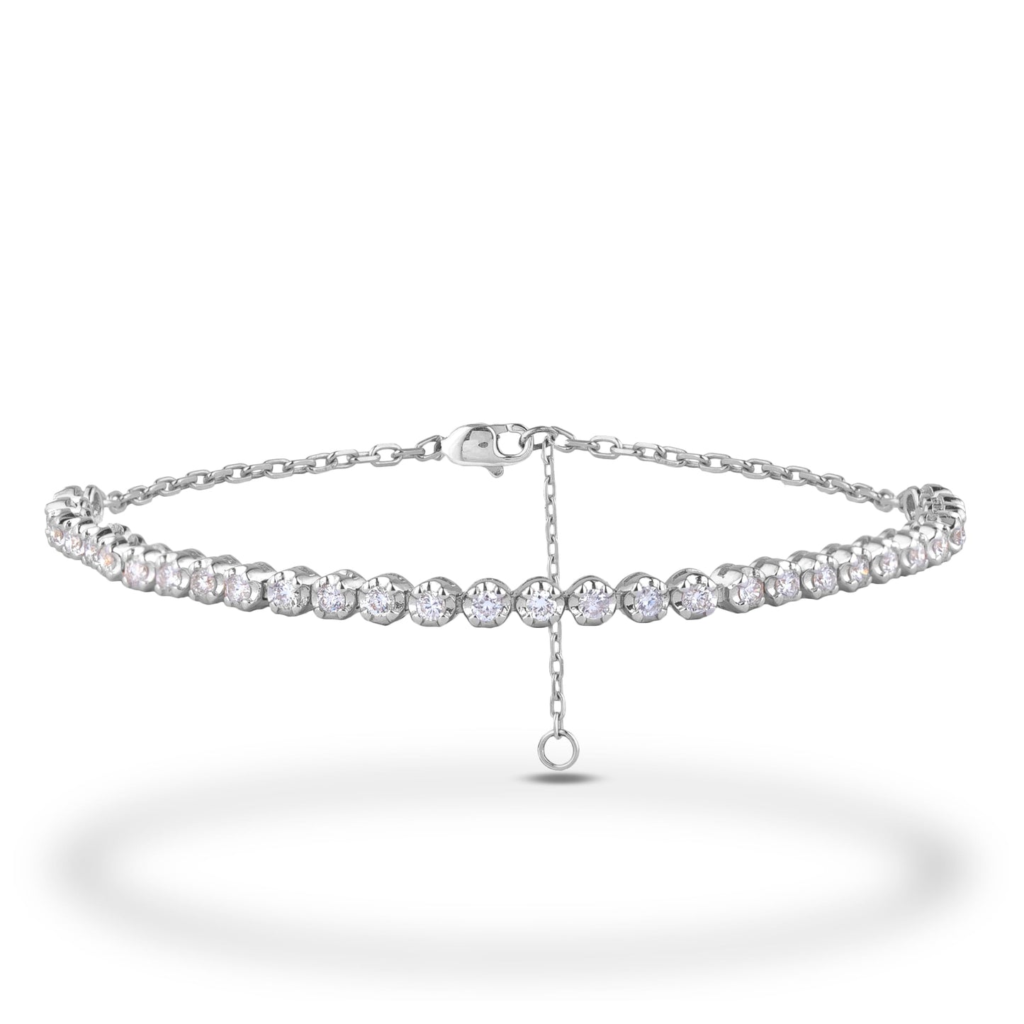 10K Solid Gold 0.76 Cttw Canadian Diamond Half Tennis Bracelet with Chain in Your Choice of Gold Color