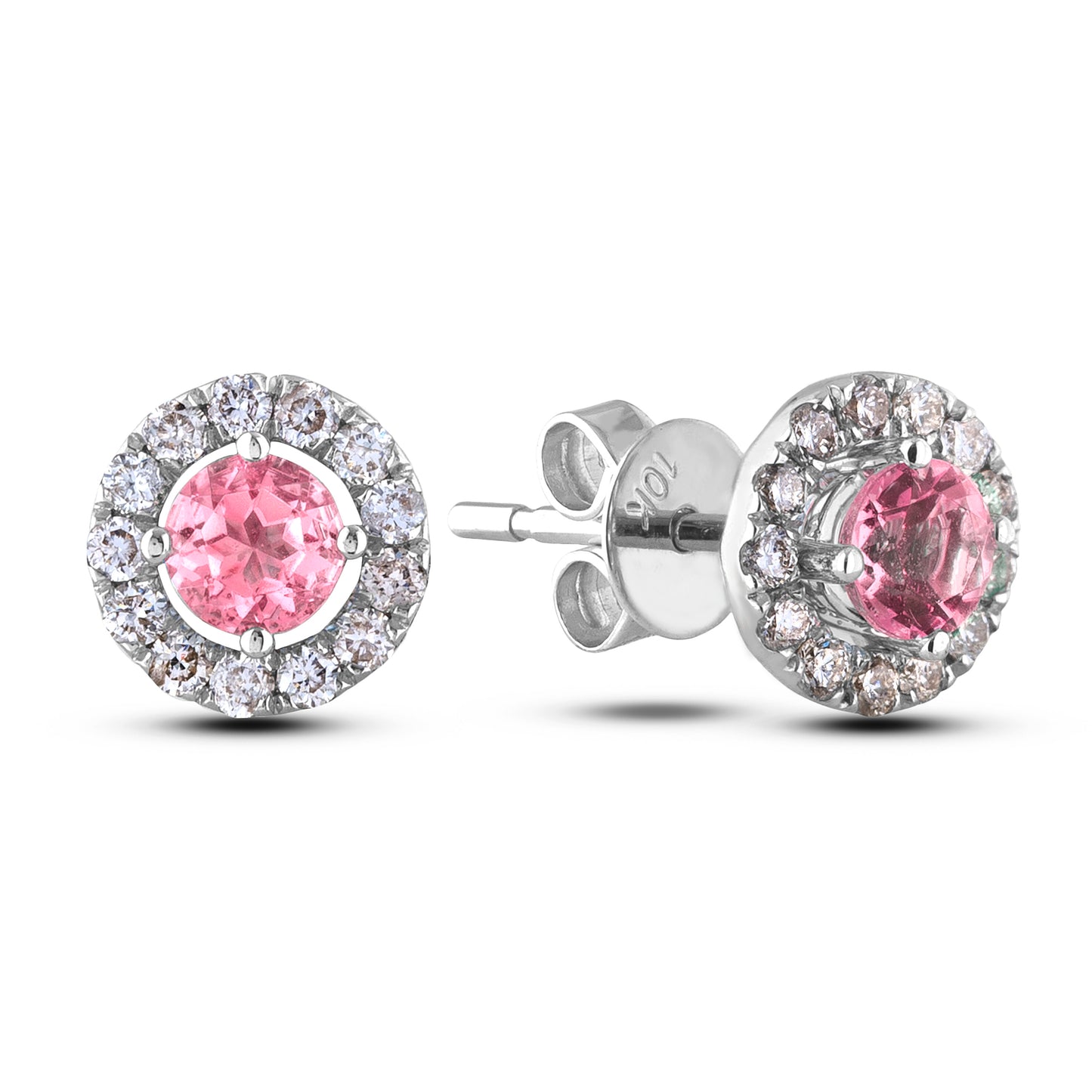 Pink Tourmaline Diamond October Birthstone Stud Earrings with Detachable Jackets
