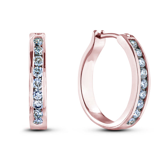 10K Gold 0.22Cttw Canadian Diamonds Channel-Set Huggie Hoop Earrings