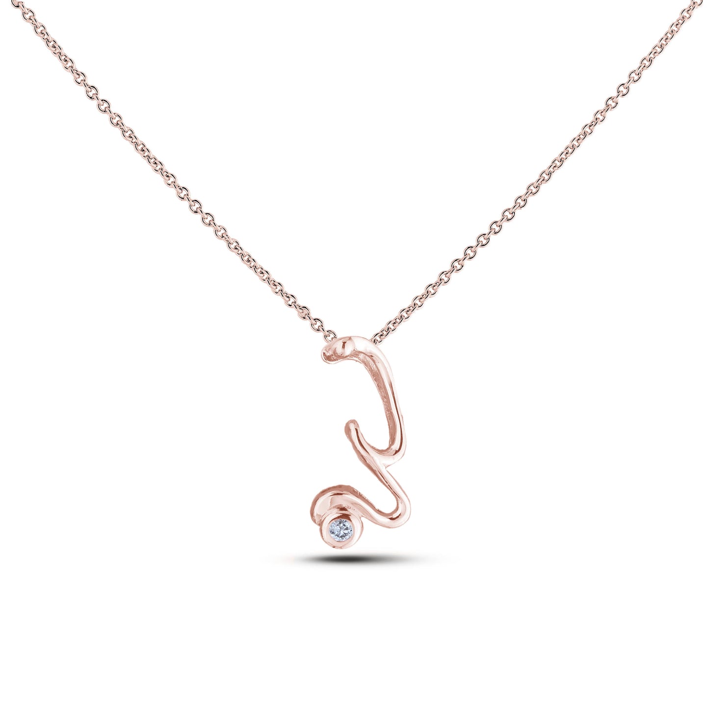 Canadian Diamond Letter Necklace - Rose Gold