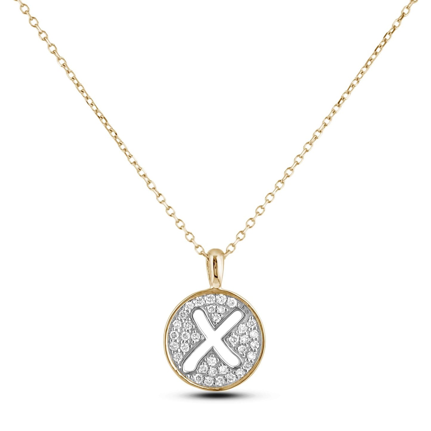 10K Gold 0.18 Cttw Pavé Canadian Diamond Alphabet Initial Pendant and Chain in Rose, White, and Yellow Gold - Choice of Alphabets