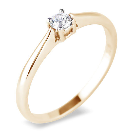10K Yellow Gold engagement ring with a 0.10 carat Canadian diamond on a white background