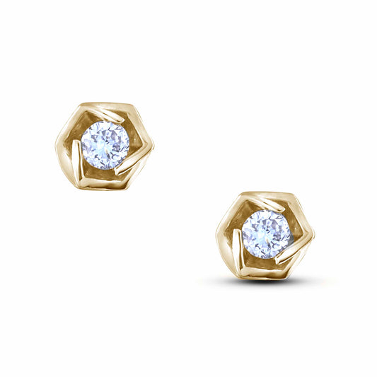 10k gold rose solitaire Canadian diamond stud earrings on a white background