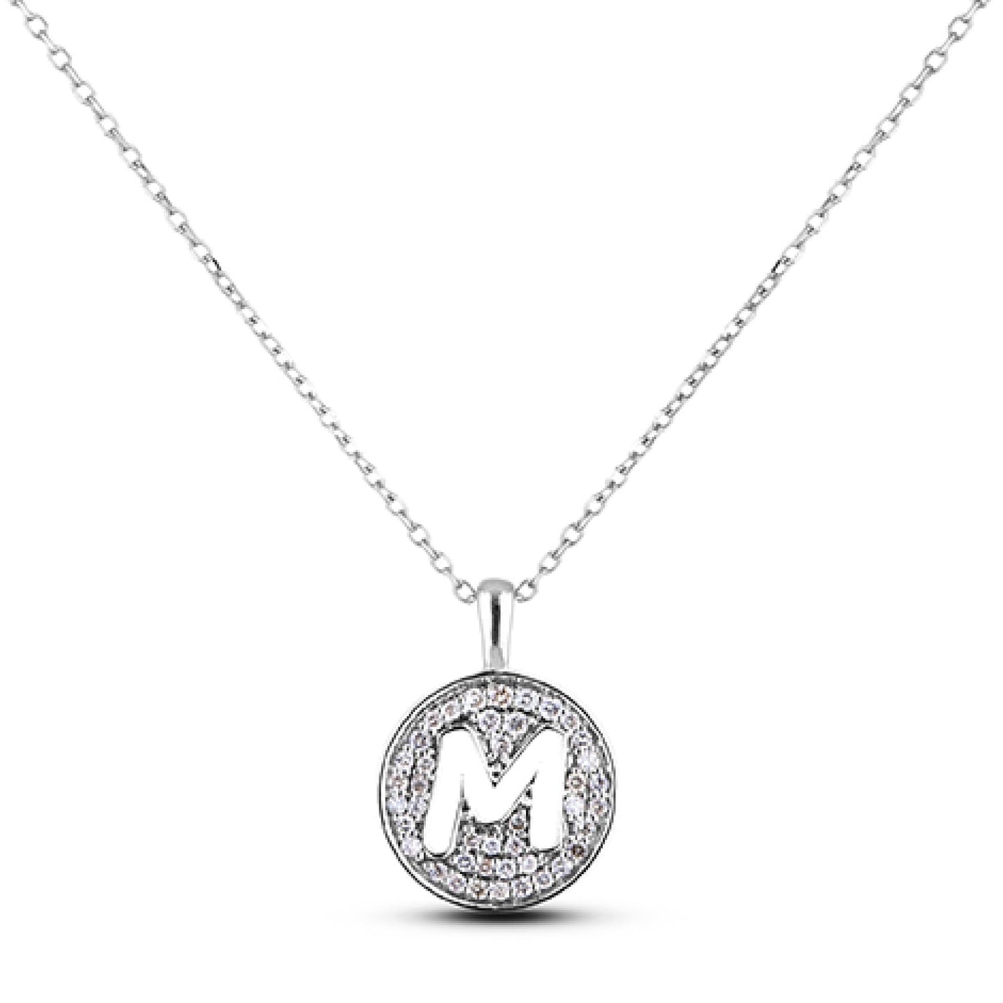 10K Gold 0.18 Cttw Pavé Canadian Diamond Alphabet Initial Pendant and Chain in Rose, White, and Yellow Gold - Choice of Alphabets
