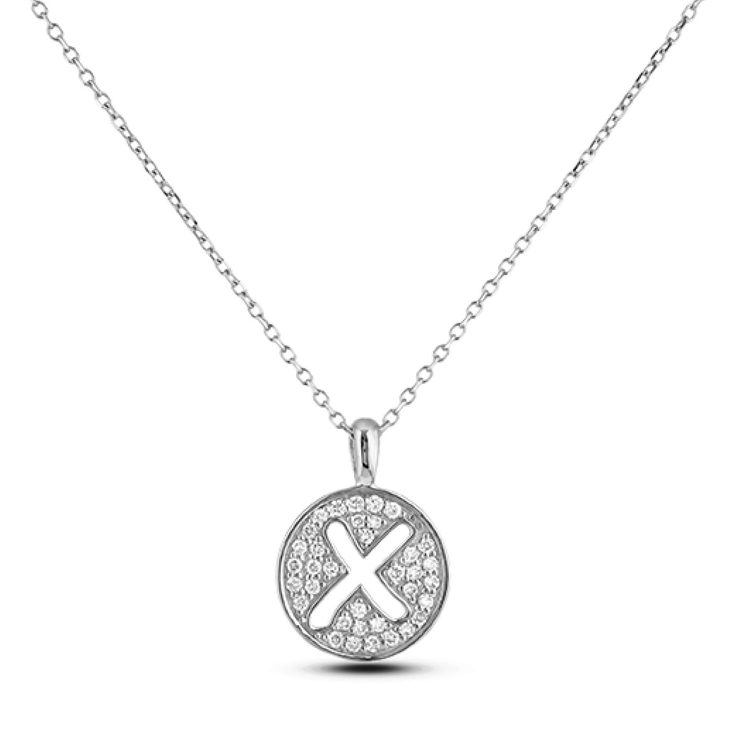 10K Gold 0.18 Cttw Pavé Canadian Diamond Alphabet Initial Pendant and Chain in Rose, White, and Yellow Gold - Choice of Alphabets