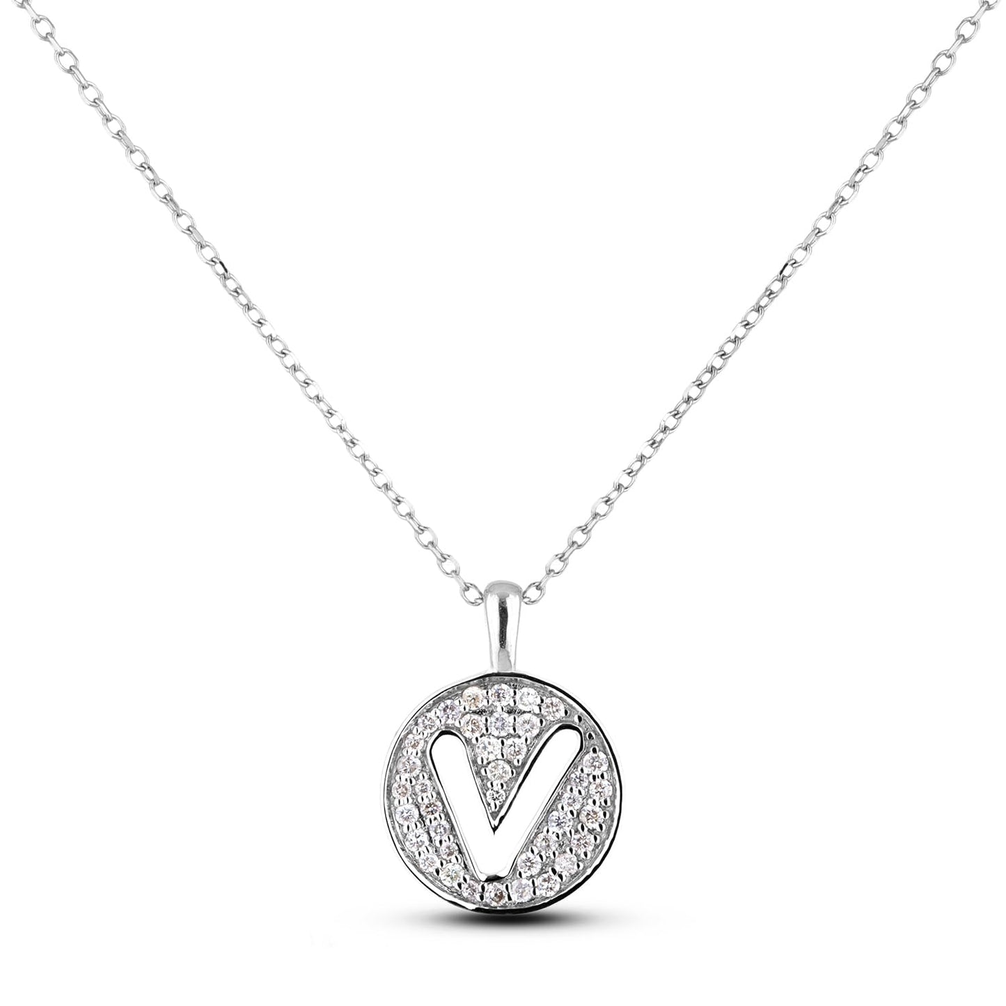 10K Gold 0.18 Cttw Pavé Canadian Diamond Alphabet Initial Pendant and Chain in Rose, White, and Yellow Gold - Choice of Alphabets