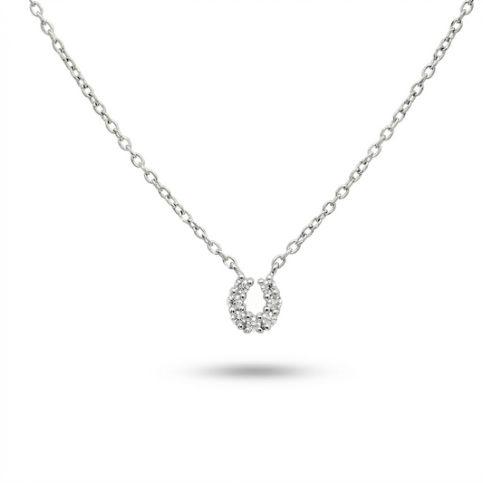 Sterling Silver 0.14 Cttw Canadian Diamond Horseshoe Necklace - 16"-18" (I Color, I1-I2 Clarity)