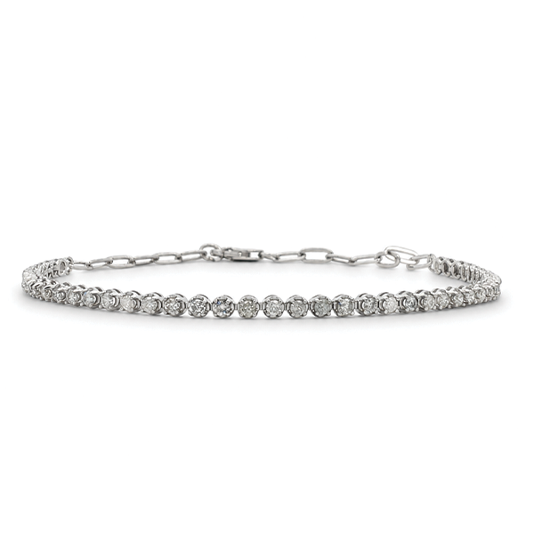 Sterling Silver 1.00 CTW Canadian Diamond Half Tennis Paperclip 7.5" Bracelet (I Colour, I2 Clarity)