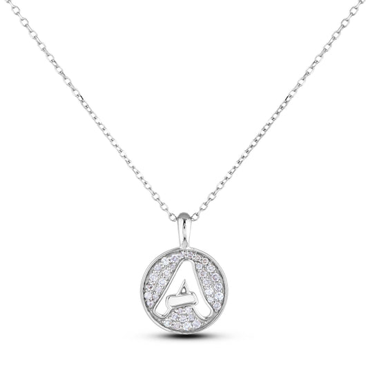 10K Gold 0.18 Cttw Pavé Canadian Diamond Alphabet Initial Pendant and Chain in Rose, White, and Yellow Gold - Choice of Alphabets