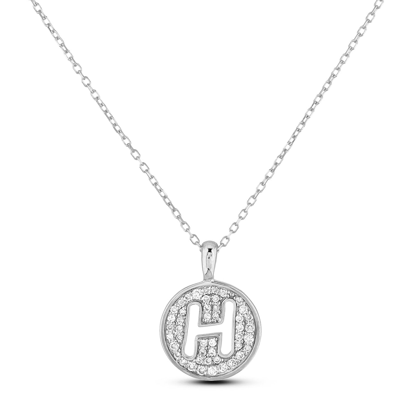 10K Gold 0.18 Cttw Pavé Canadian Diamond Alphabet Initial Pendant and Chain in Rose, White, and Yellow Gold - Choice of Alphabets