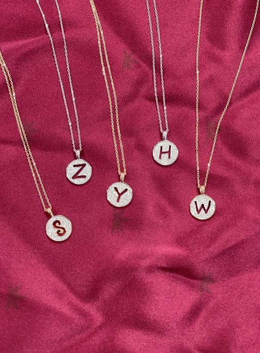 10K Gold 0.18 Cttw Pavé Canadian Diamond Alphabet Initial Pendant and Chain in Rose, White, and Yellow Gold - Choice of Alphabets