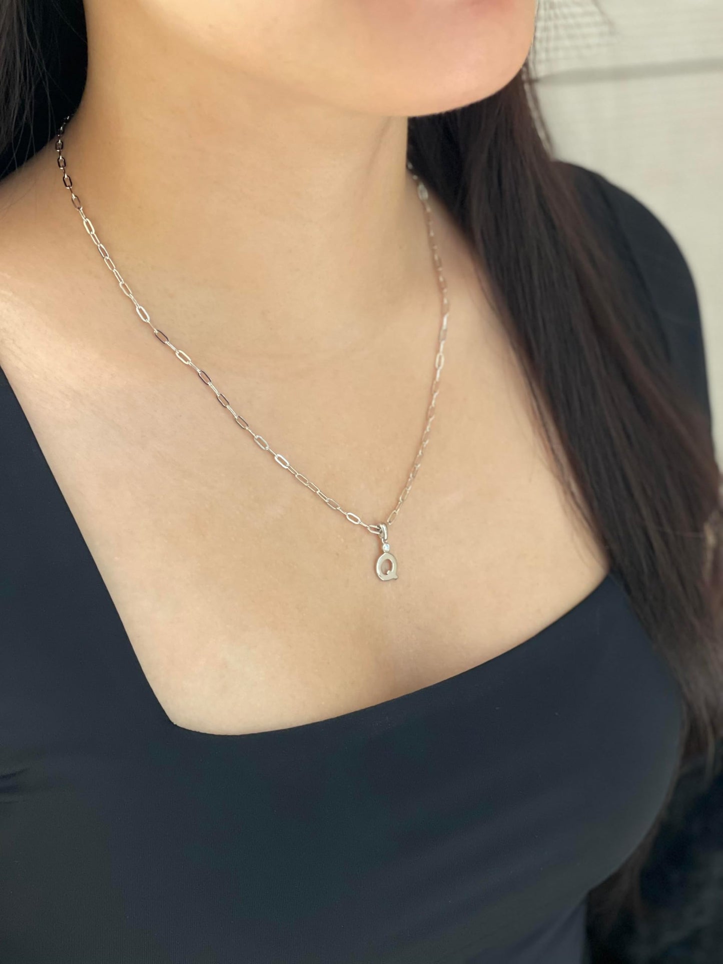 Diamond Letter Q Necklace