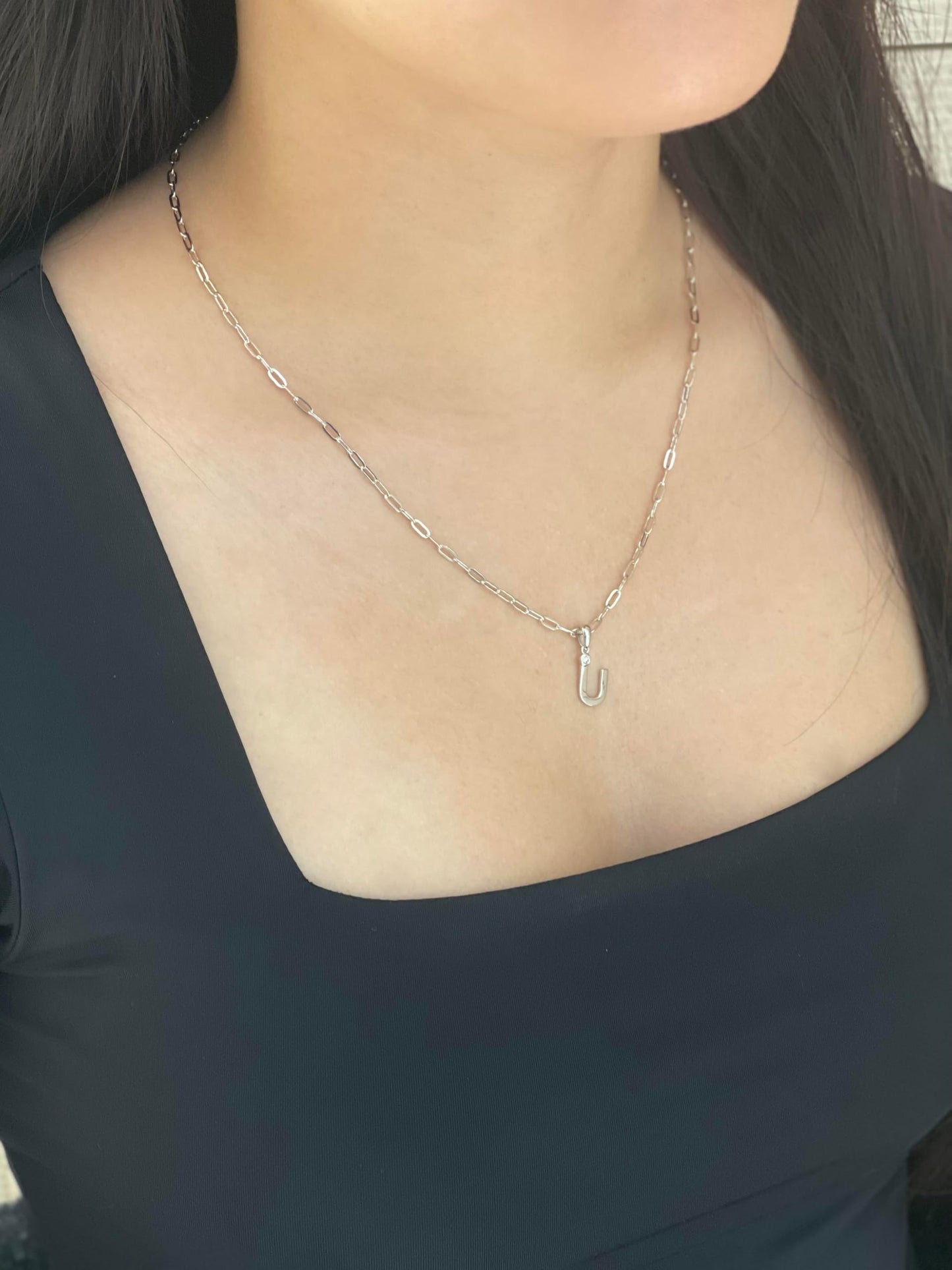 Diamond Letter U Necklace
