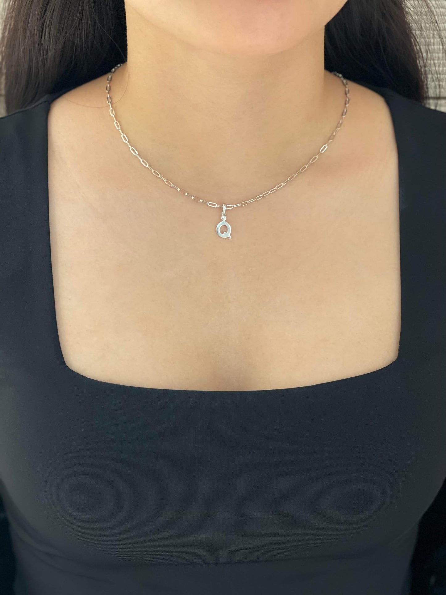Diamond Letter Q Necklace