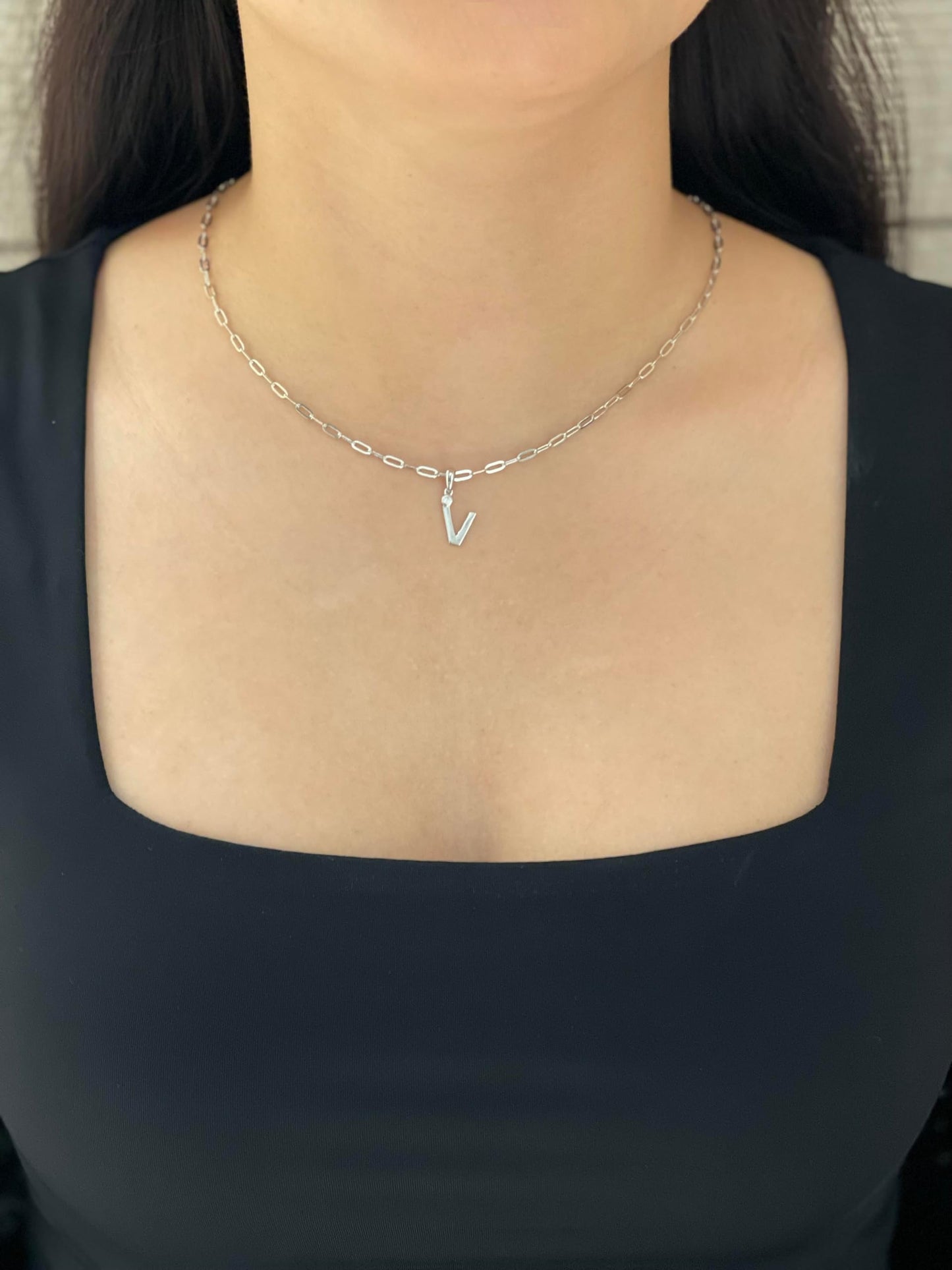Diamond Letter V Necklace