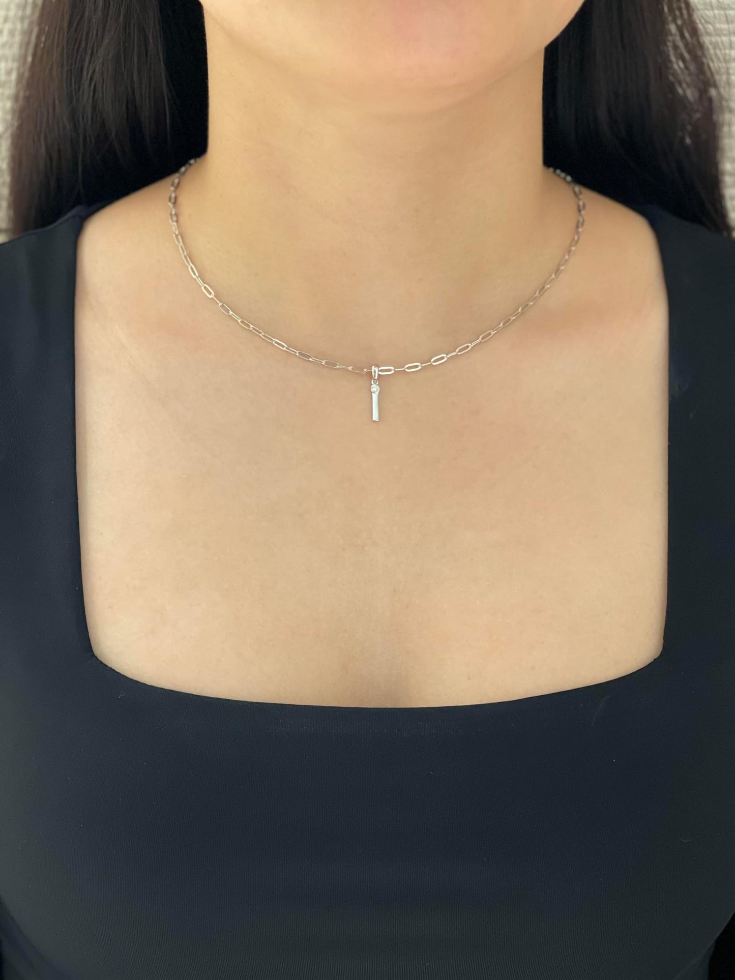Diamond Letter I Necklace