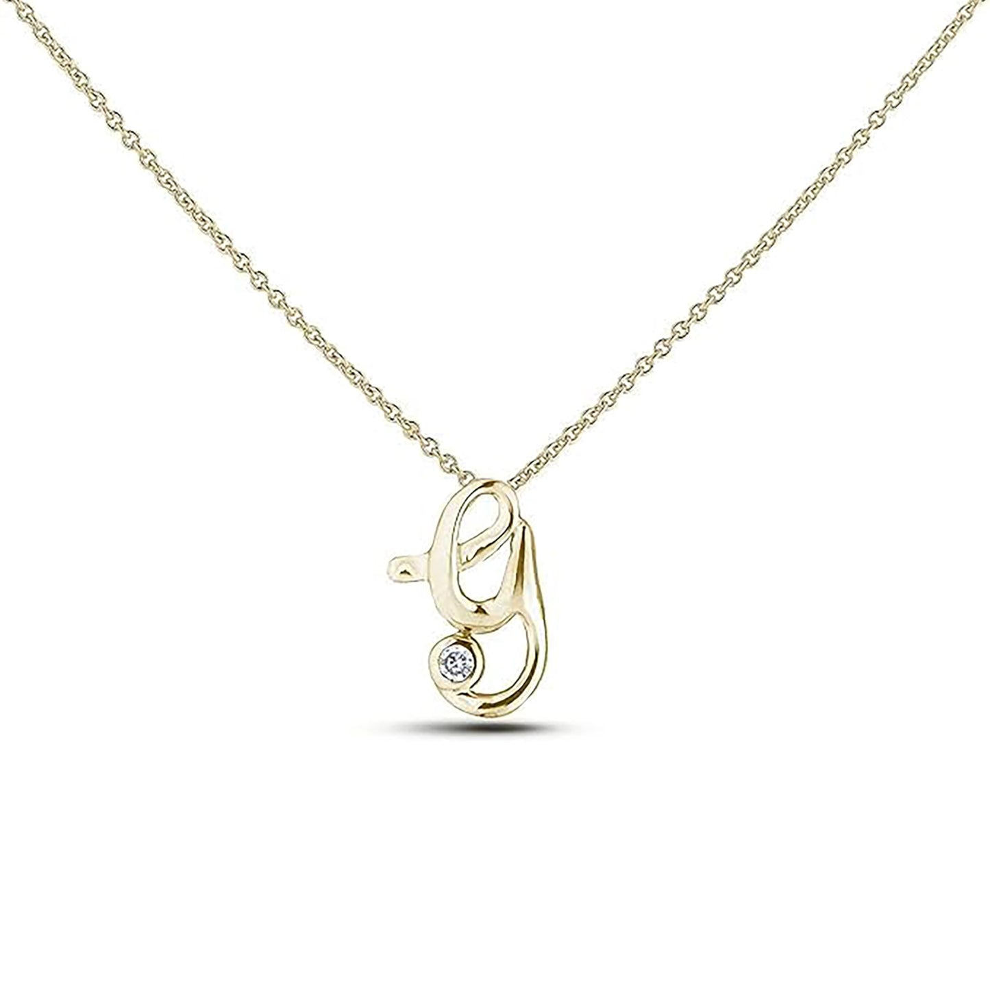 Yellow Gold Canadian diamond pendant necklace featuring a script alphabet letter X design, displayed on a matching silver rolo chain.

