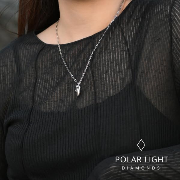 925 Sterling Silver 0.01 Ct Natural Canadian Diamond Ballet Slipper Pendant & Paperclip Chain