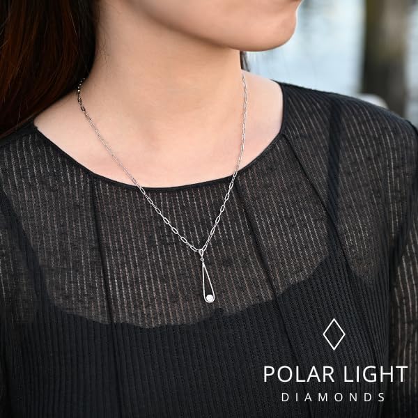 925 Sterling Silver 0.06 Ct Natural Canadian Diamond Droplet Pendant & Paperclip Chain