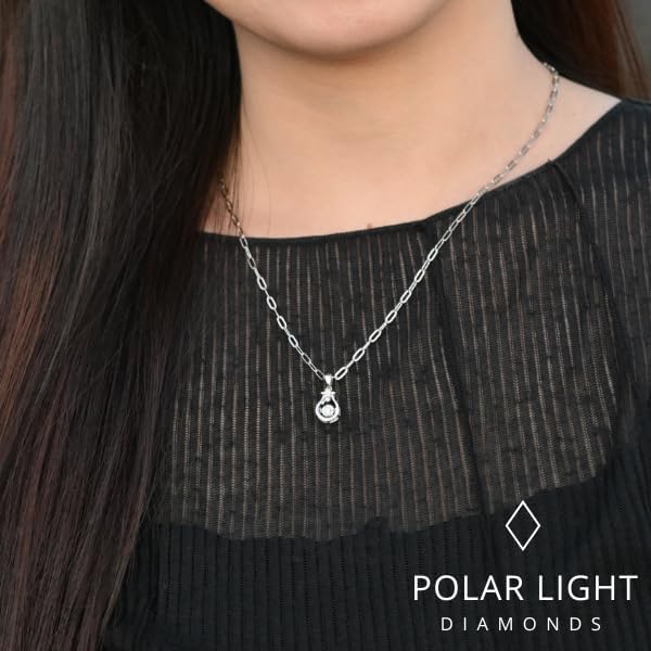 925 Sterling Silver 0.10 Cttw Natural Canadian Dancing Diamond Pendant & Paperclip Chain