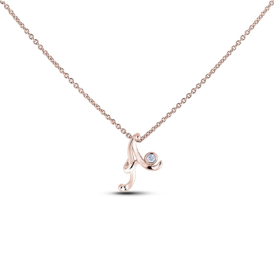 Canadian Diamond Letter Necklace - Rose Gold