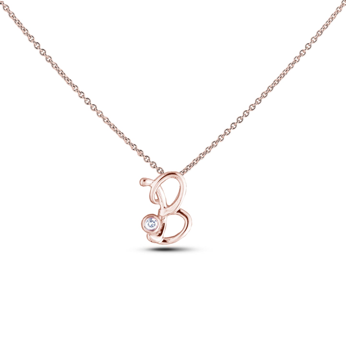 Canadian Diamond Letter Necklace - Rose Gold