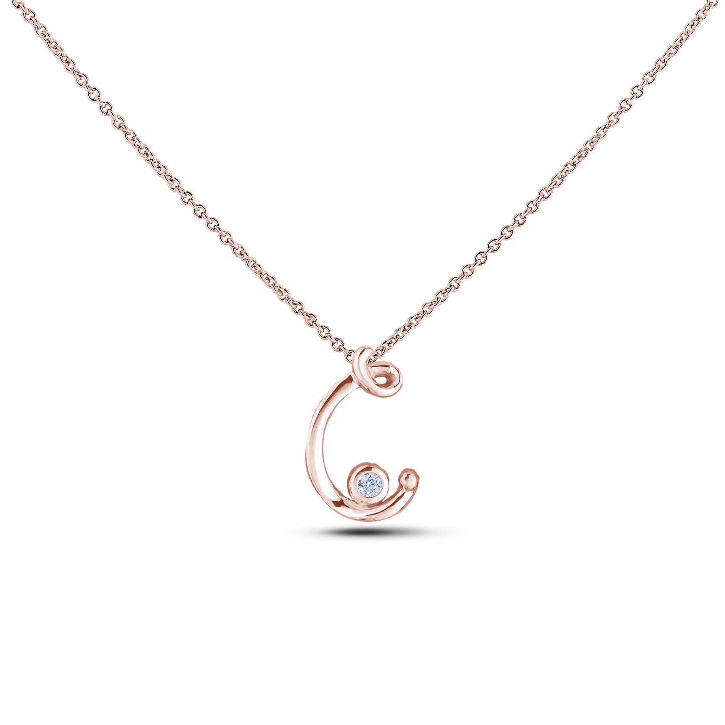 Canadian Diamond Letter Necklace - Rose Gold