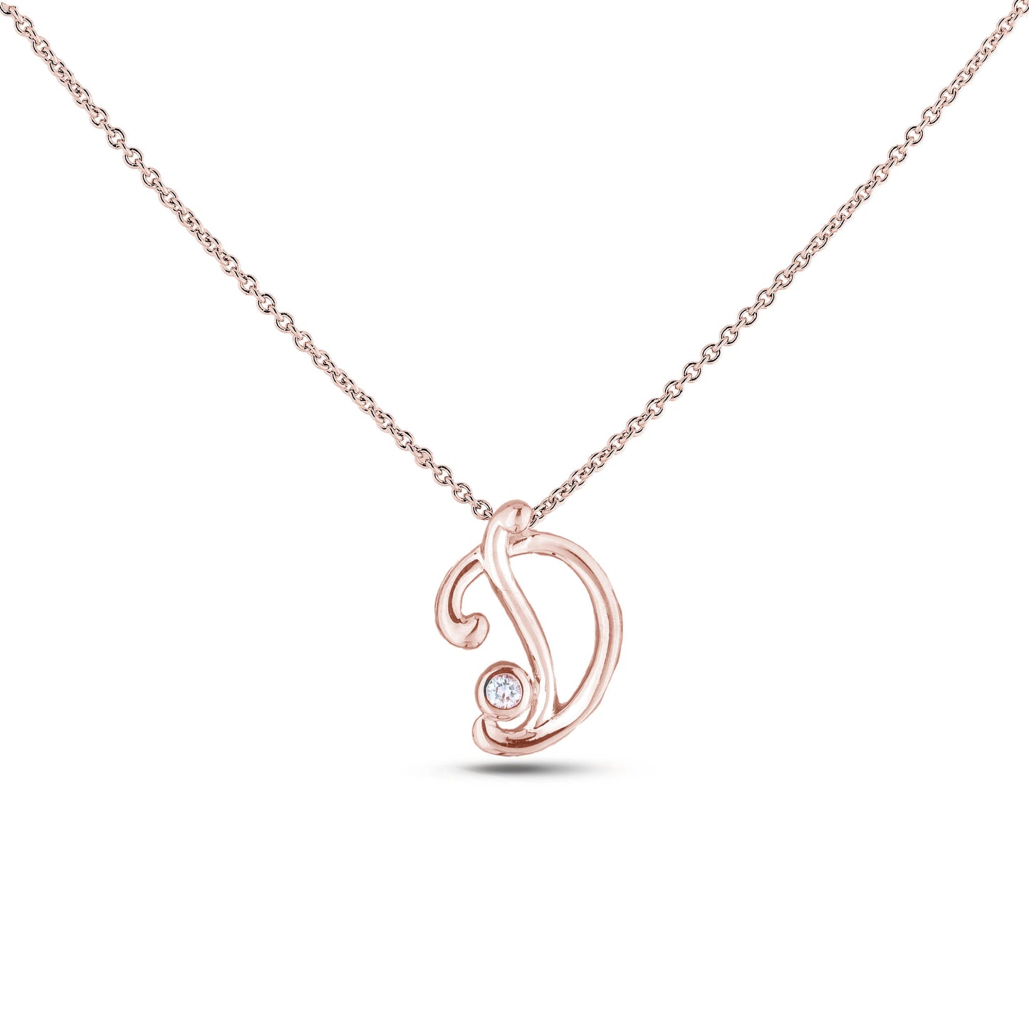 Canadian Diamond Letter Necklace - Rose Gold