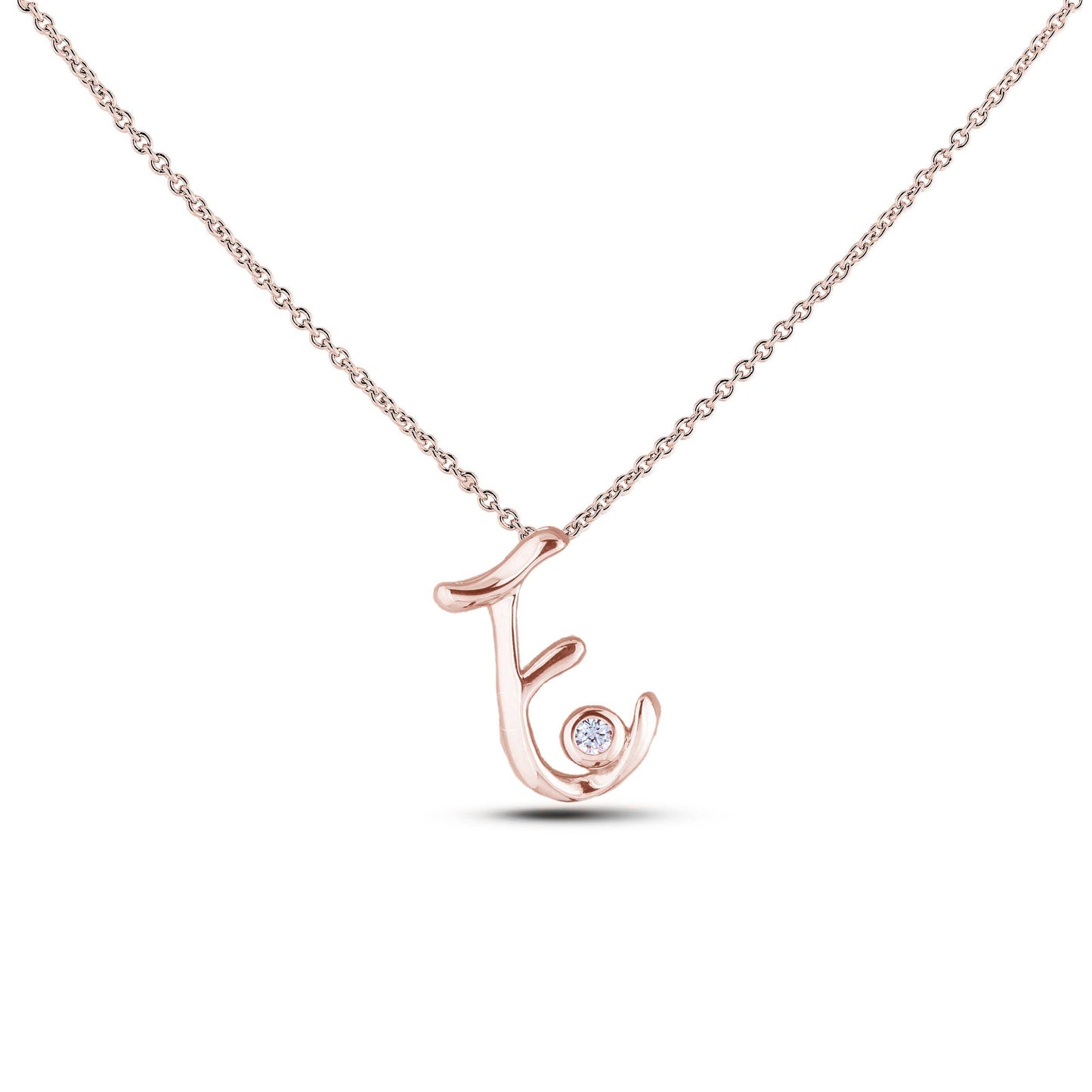 Canadian Diamond Letter Necklace - Rose Gold