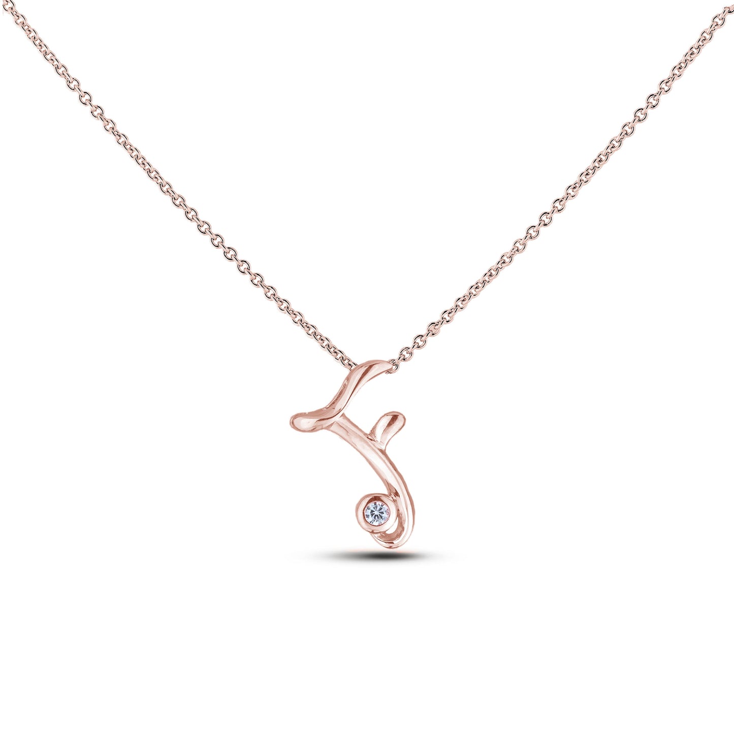 Canadian Diamond Letter Necklace - Rose Gold