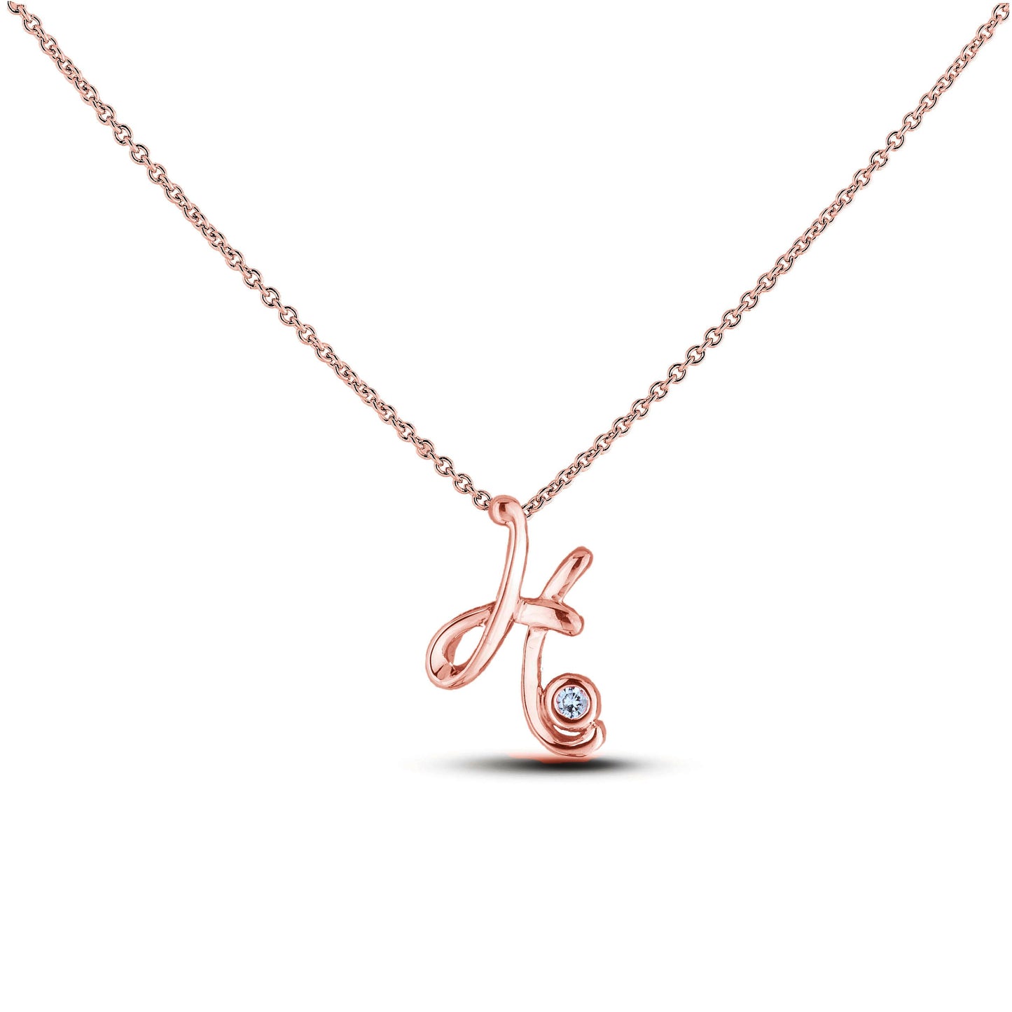 Canadian Diamond Letter Necklace - Rose Gold