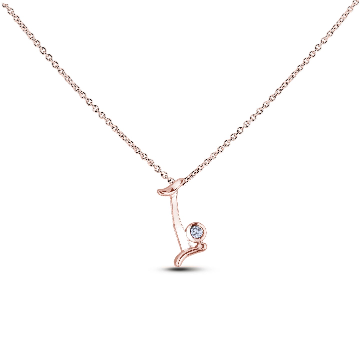 Canadian Diamond Letter Necklace - Rose Gold