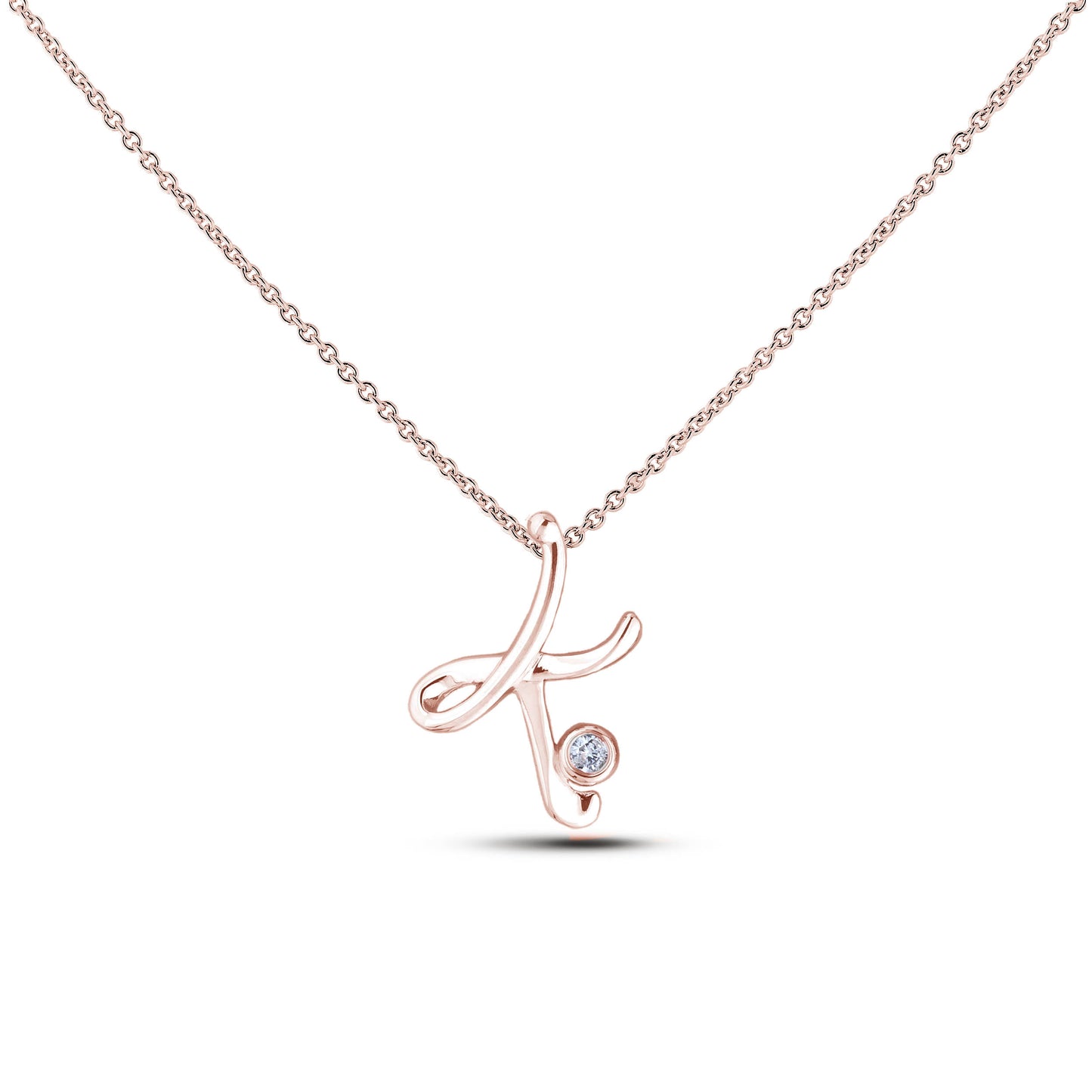 Canadian Diamond Letter Necklace - Rose Gold