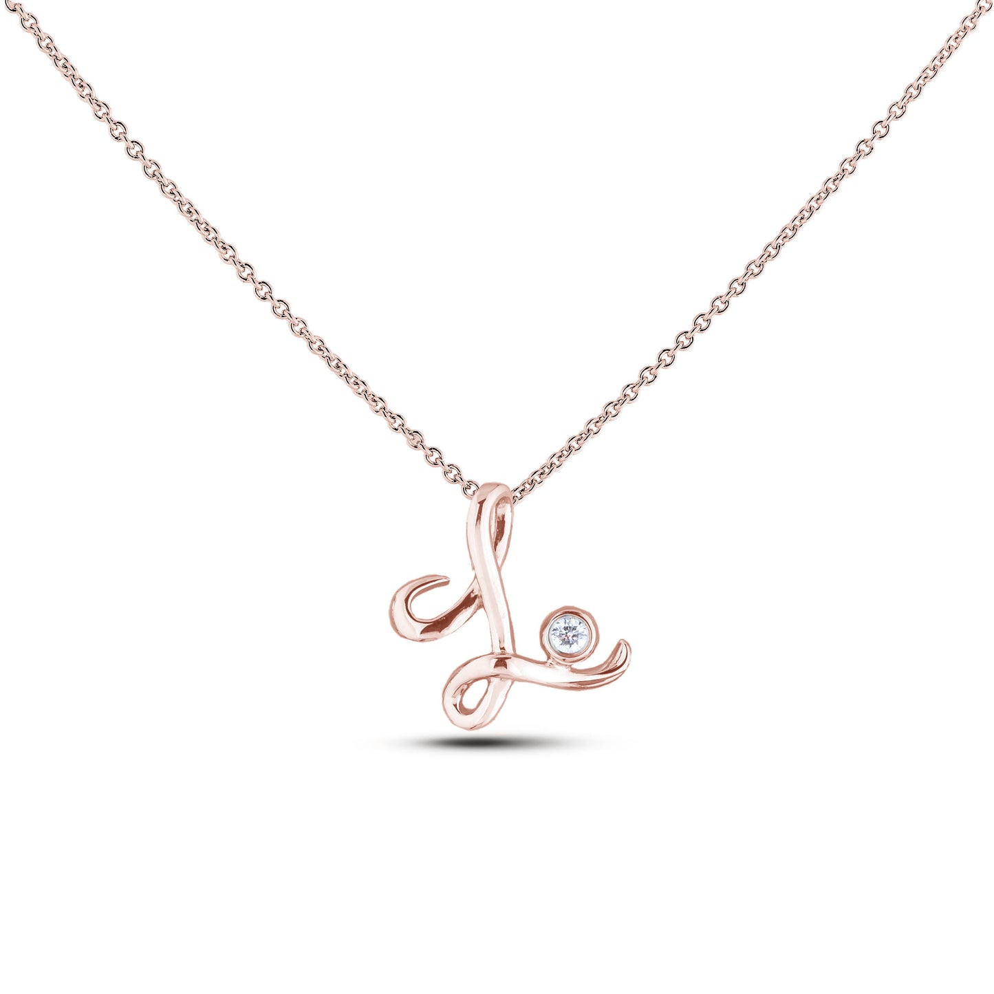 Canadian Diamond Letter Necklace - Rose Gold