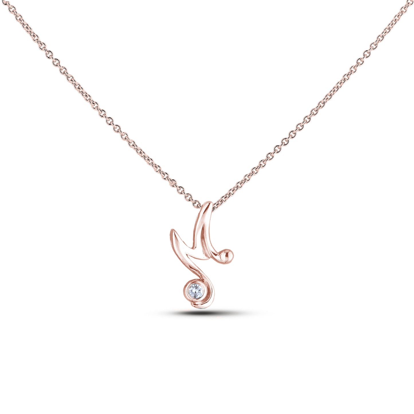 Canadian Diamond Letter Necklace - Rose Gold