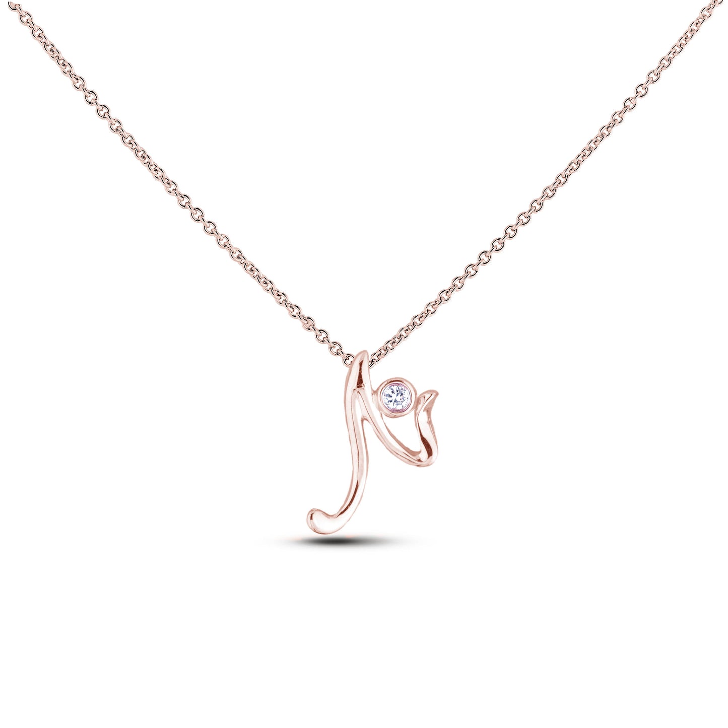 Canadian Diamond Letter Necklace - Rose Gold