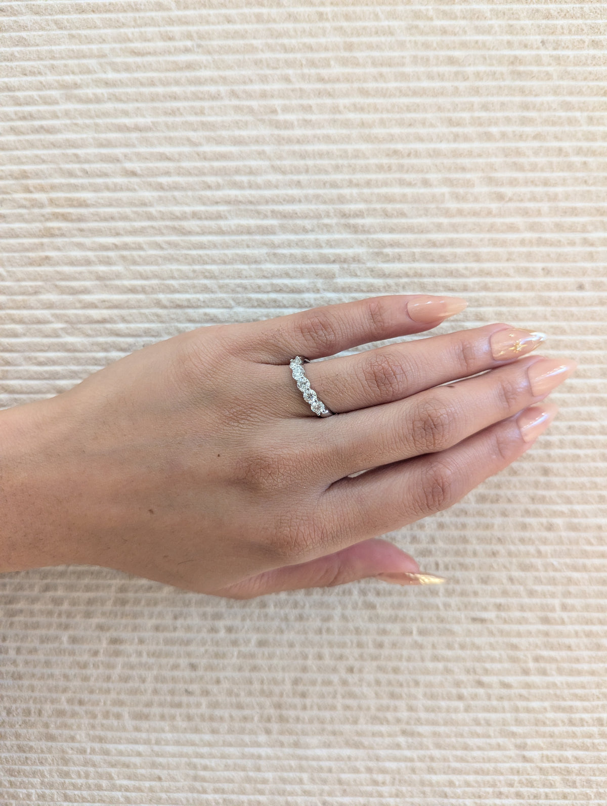 0.90 Cttw GIA Certified 5-Stone Diamond Ring, Solid 18K White Gold, IF Clarity, E-F Colour
