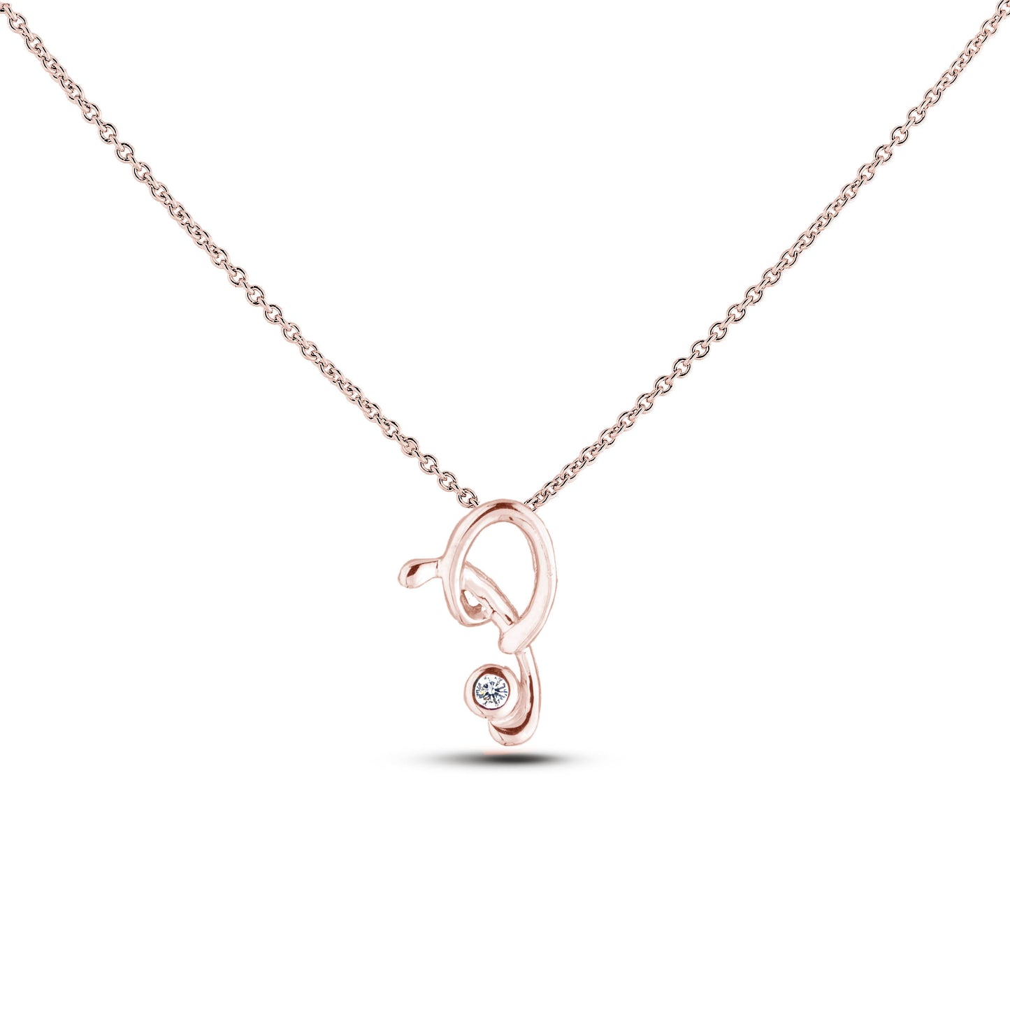 Canadian Diamond Letter Necklace - Rose Gold