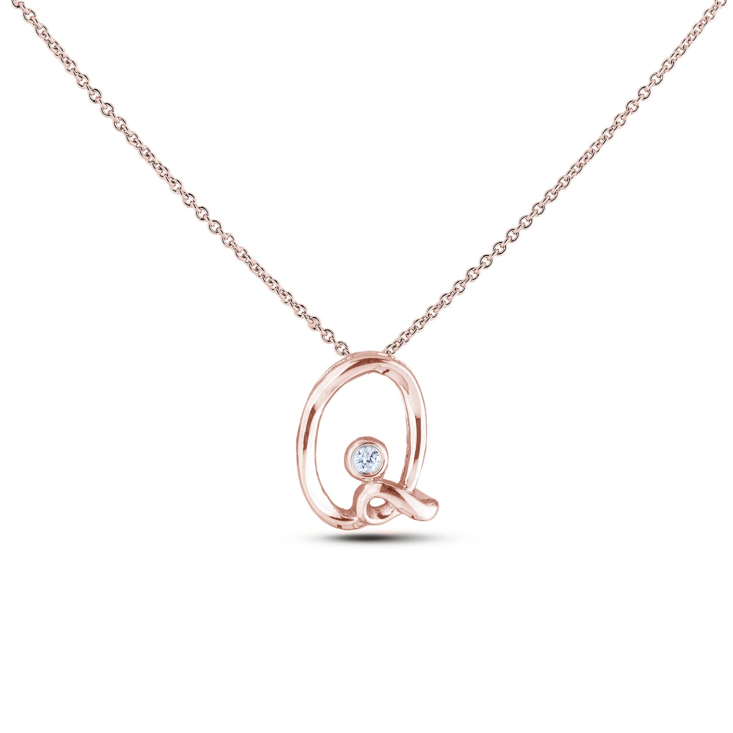 Canadian Diamond Letter Necklace - Rose Gold