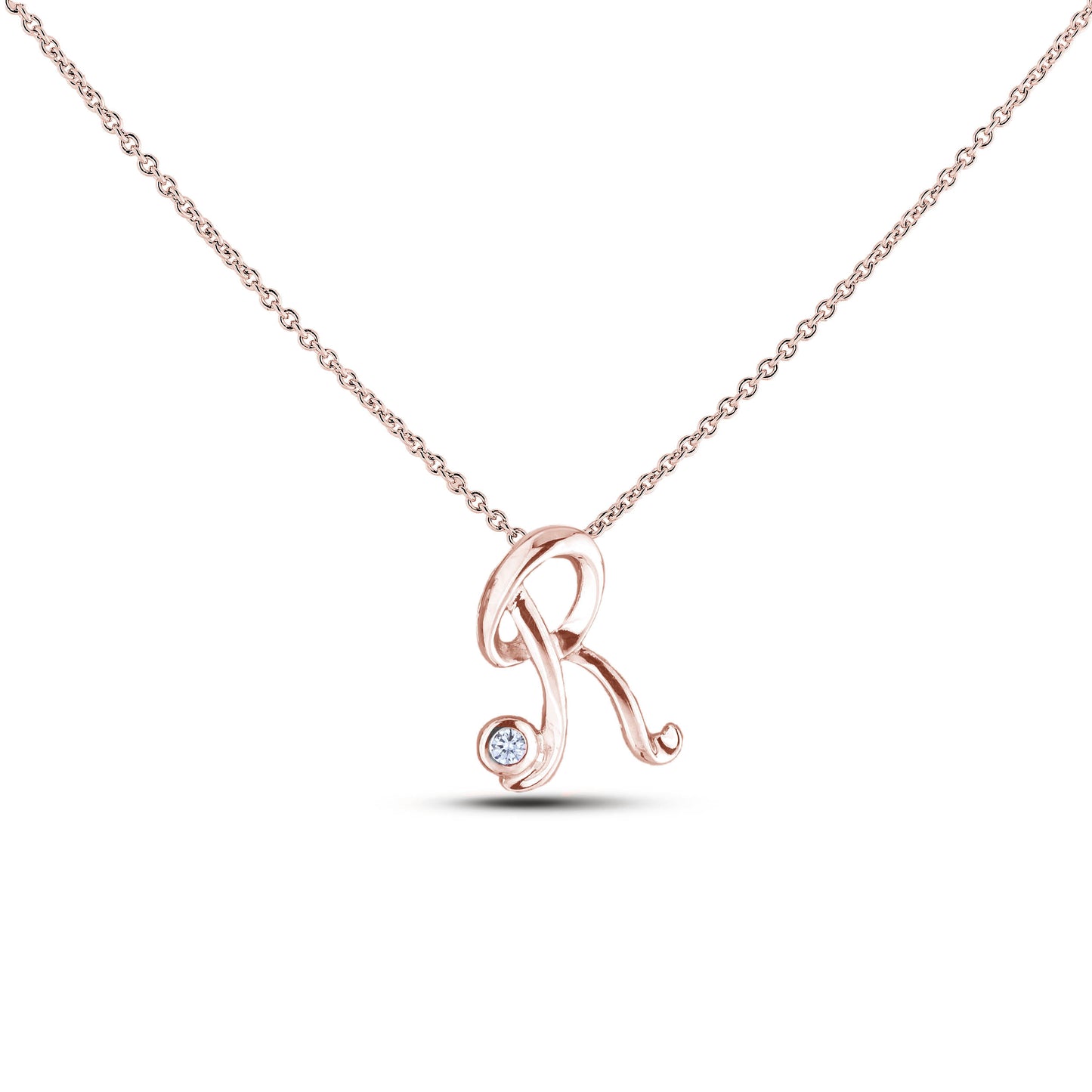 Canadian Diamond Letter Necklace - Rose Gold