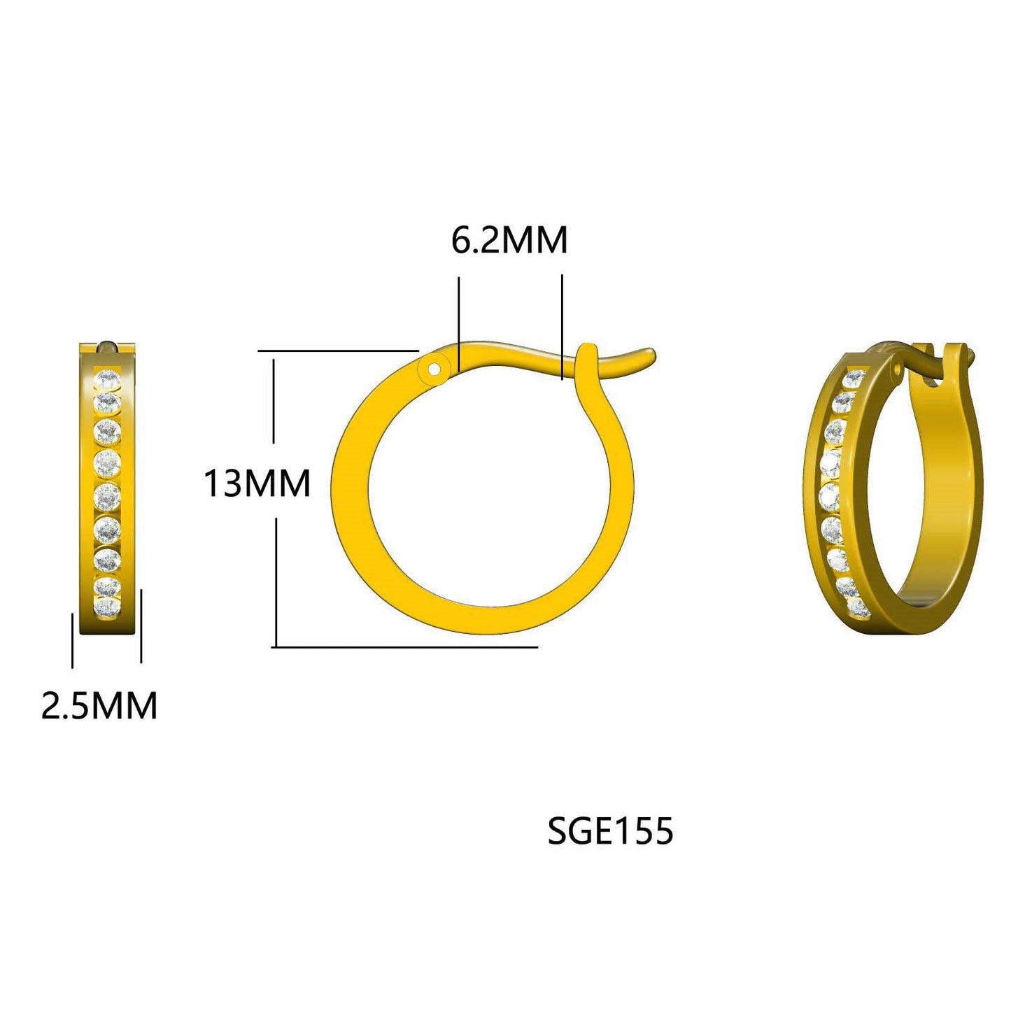 10K Gold 0.22Cttw Canadian Diamonds Channel-Set Huggie Hoop Earrings