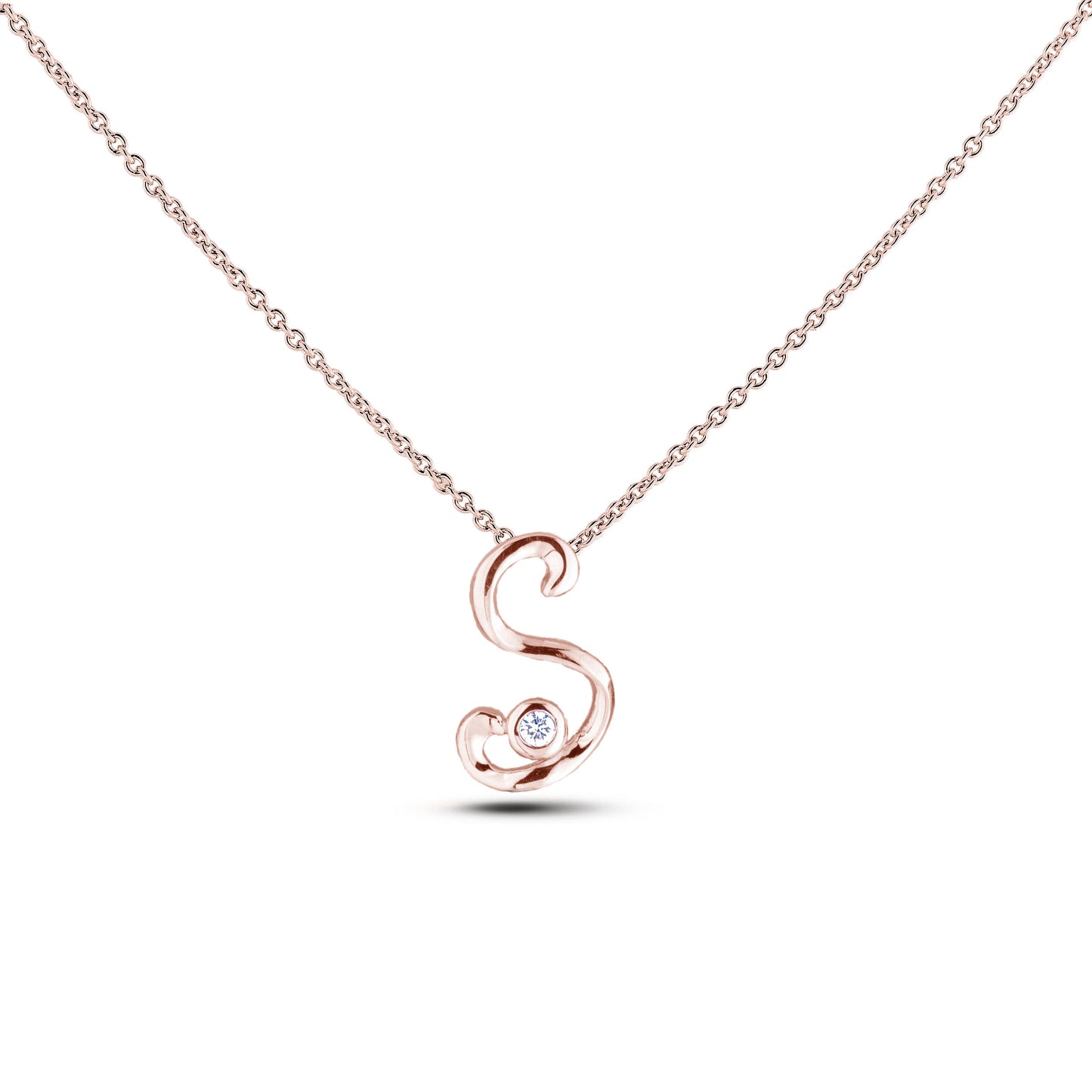 Canadian Diamond Letter Necklace - Rose Gold