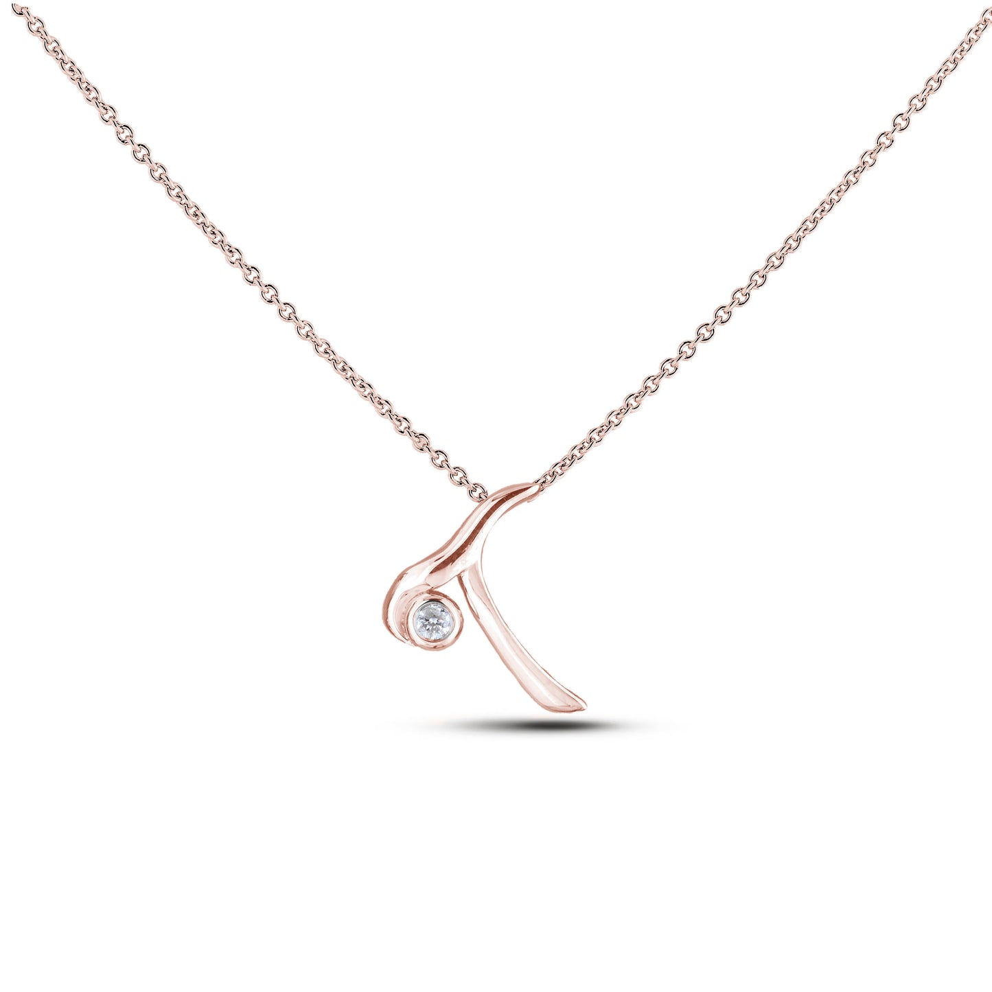 Canadian Diamond Letter Necklace - Rose Gold