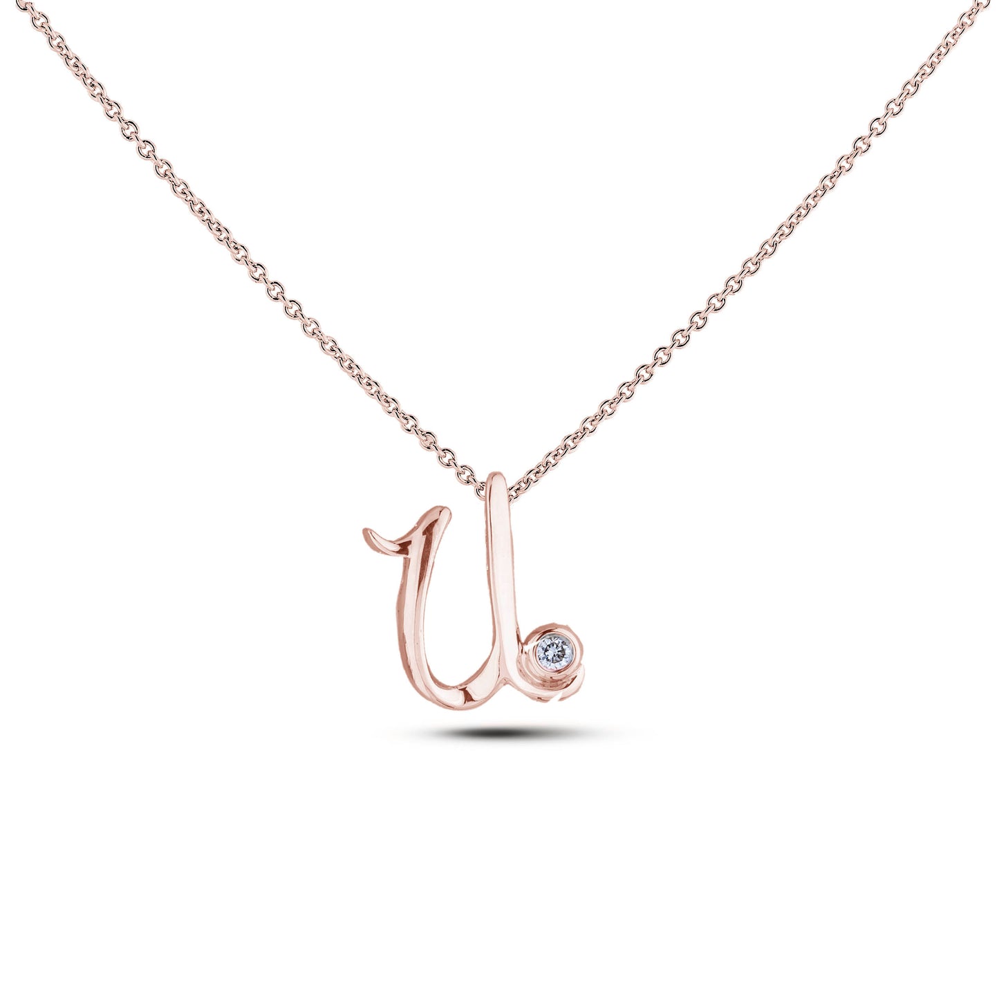Canadian Diamond Letter Necklace - Rose Gold