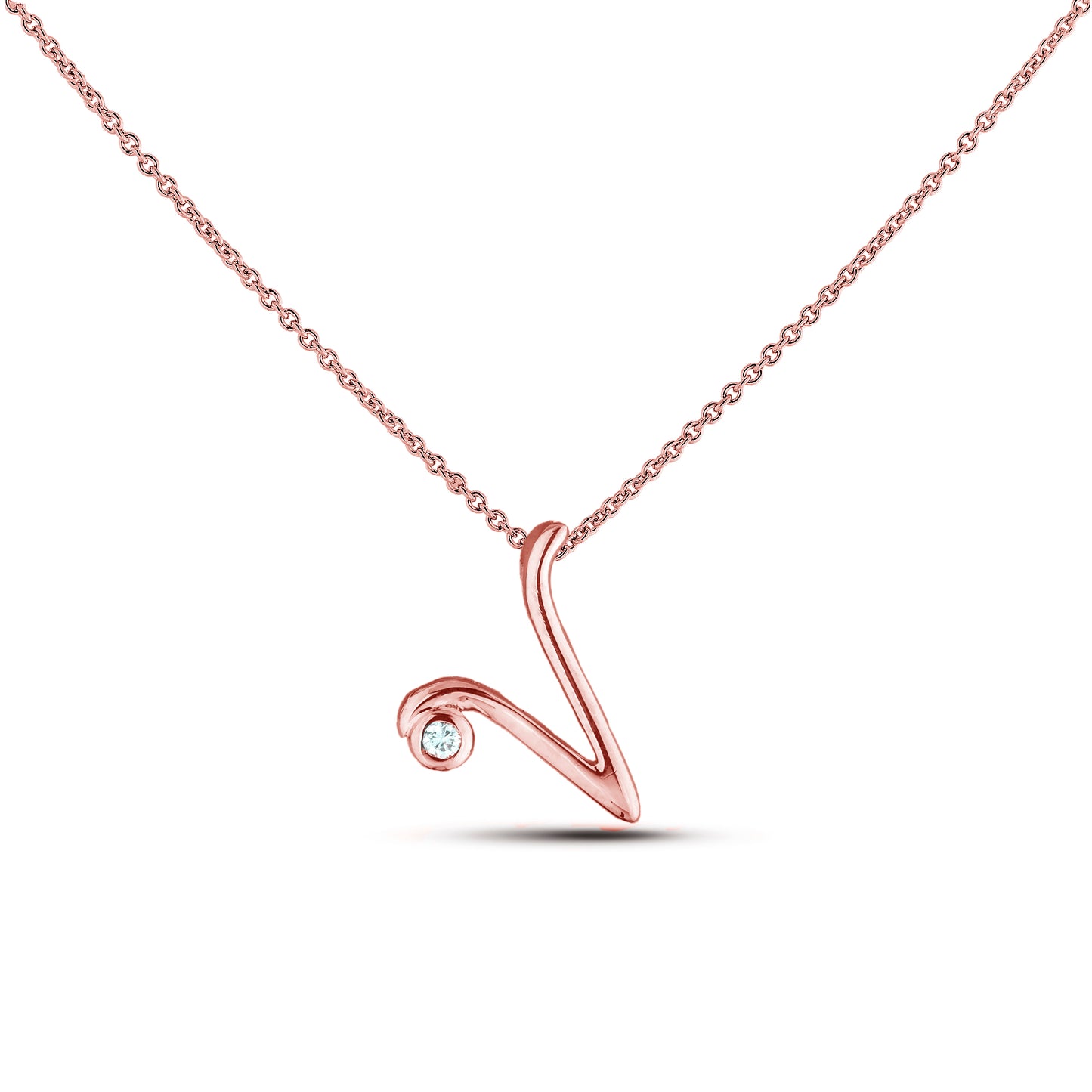 Canadian Diamond Letter Necklace - Rose Gold