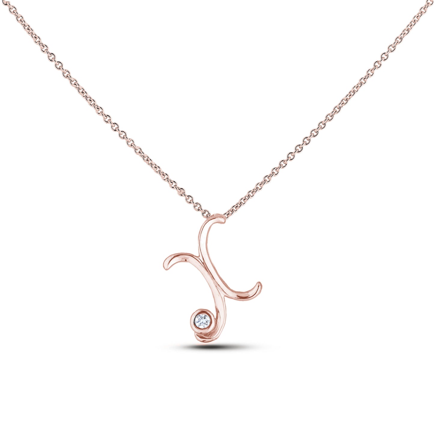 Canadian Diamond Letter Necklace - Rose Gold